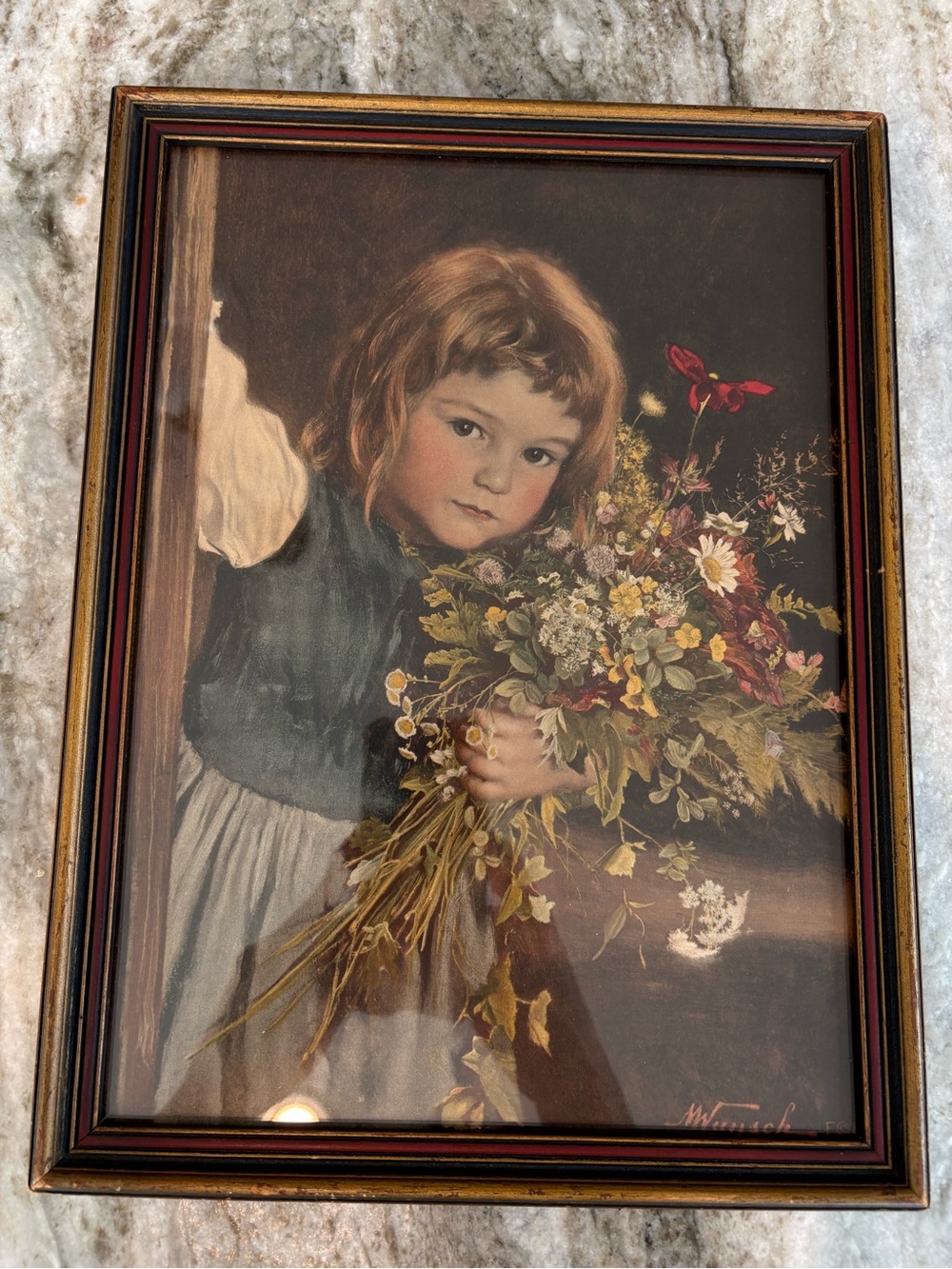 Little Girl with Meadow Flower Bouquet" (also known as "Kleines Mädchen mit Wies